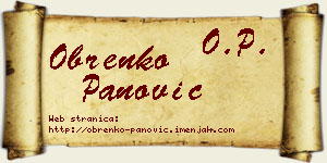 Obrenko Panović vizit kartica
